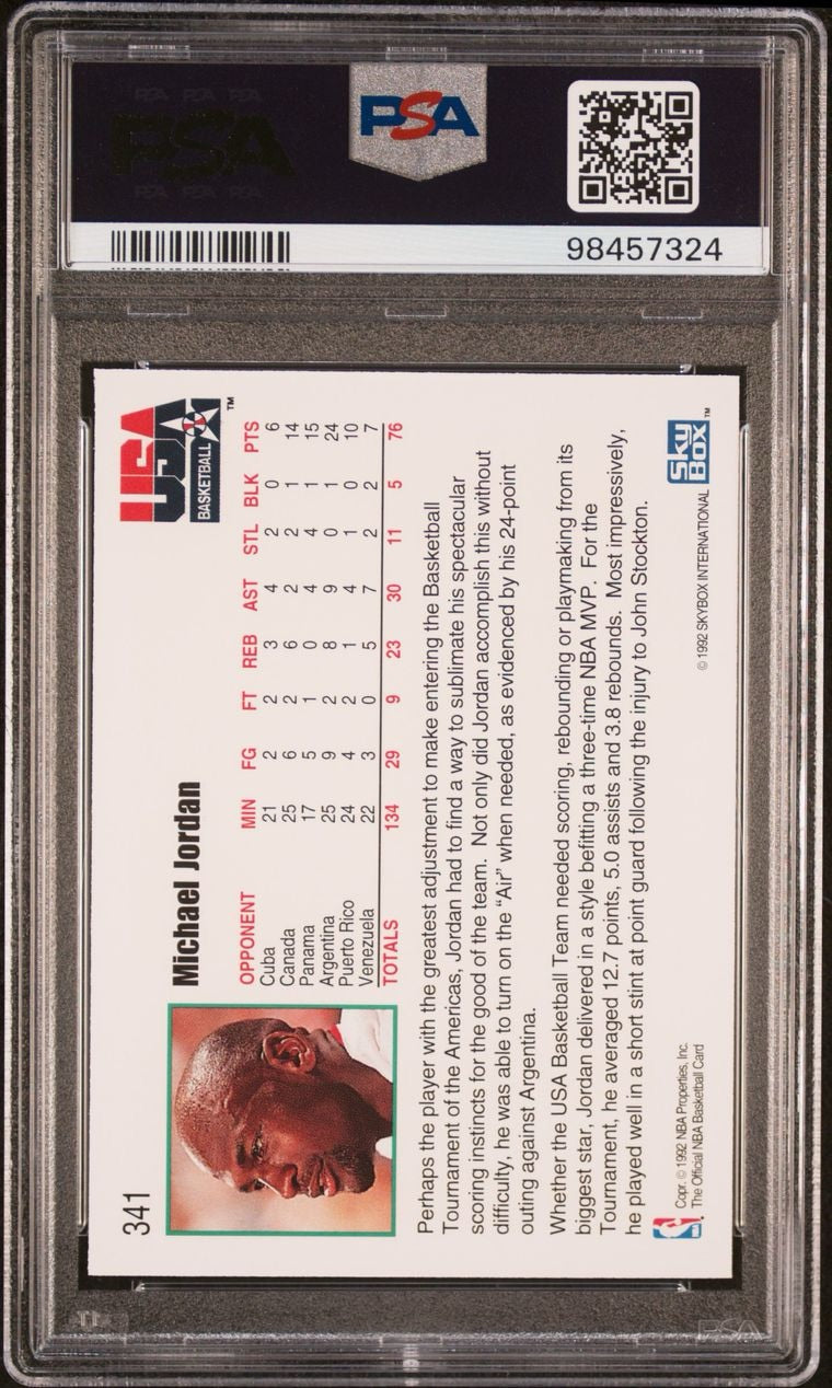 1992 HOOPS TEAM USA MICHAEL JORDAN #341 PSA 10 GEM MINT
