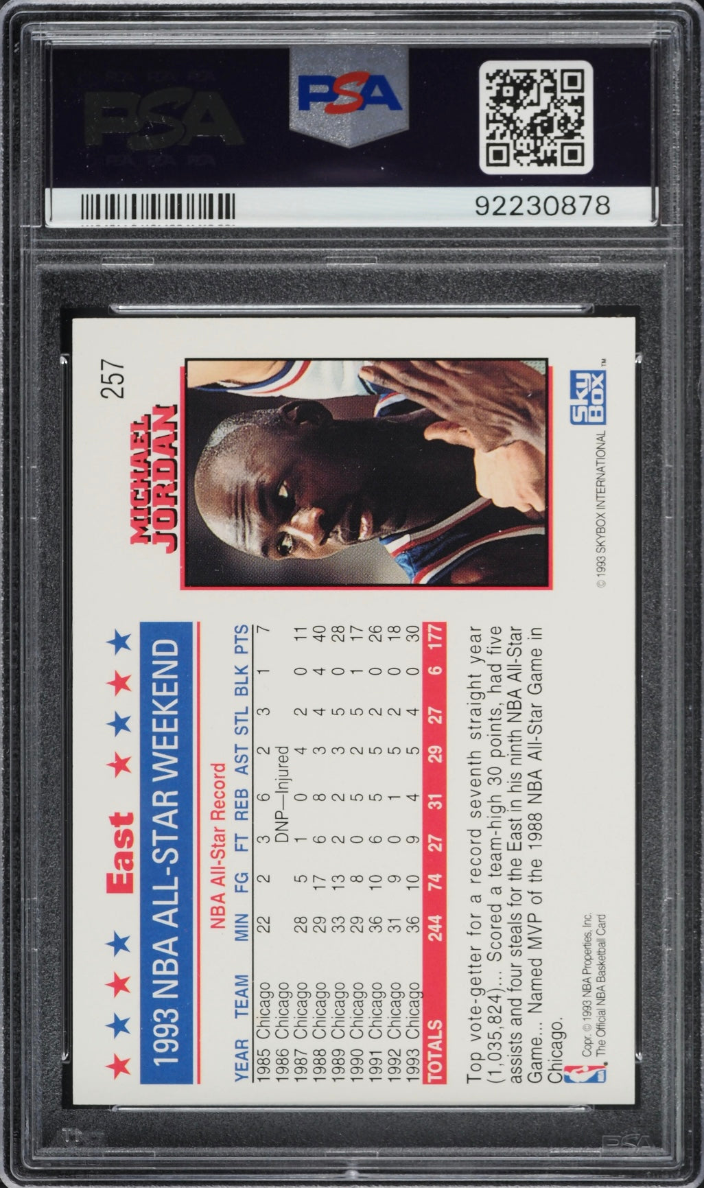 1993 HOOPS MICHAEL JORDAN NBA ALL-STAR #257 PSA 10 GEM MINT