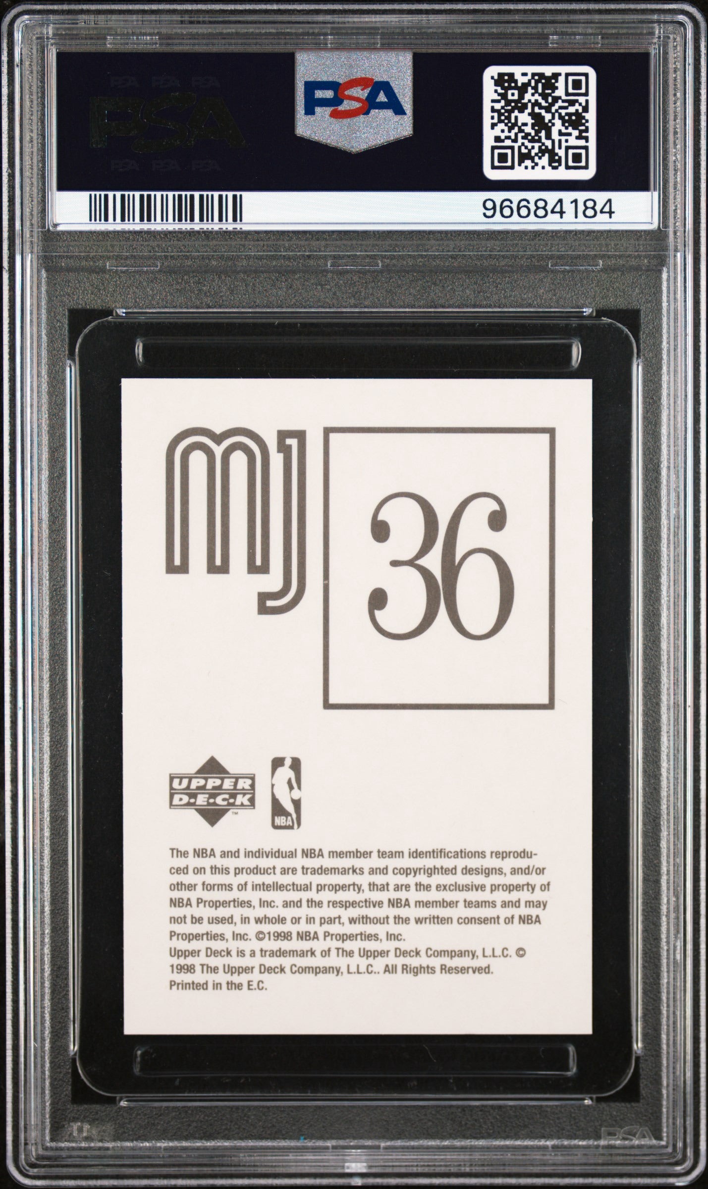 1998 UPPER DECK INTERNATIONAL MJ STICKERS #36 MICHAEL JORDAN MJ STICKERS PSA 9 MINT - 2