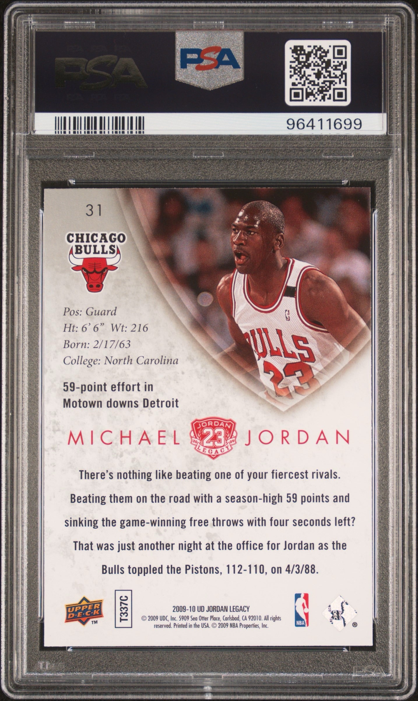 2009 UPPER DECK JORDAN LEGACY GOLD #31 MICHAEL JORDAN GOLD PSA 10 GEM MINT
