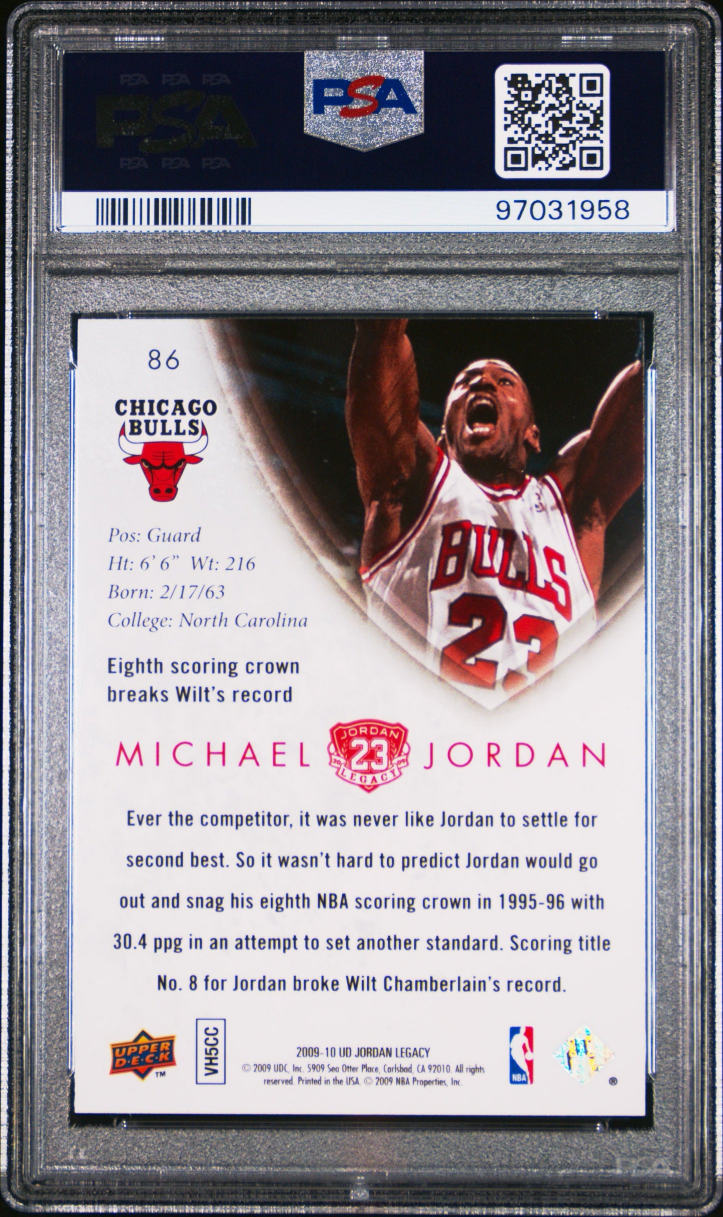 2009 UPPER DECK JORDAN LEGACY GOLD #86 MICHAEL JORDAN GOLD PSA 10 GEM MINT