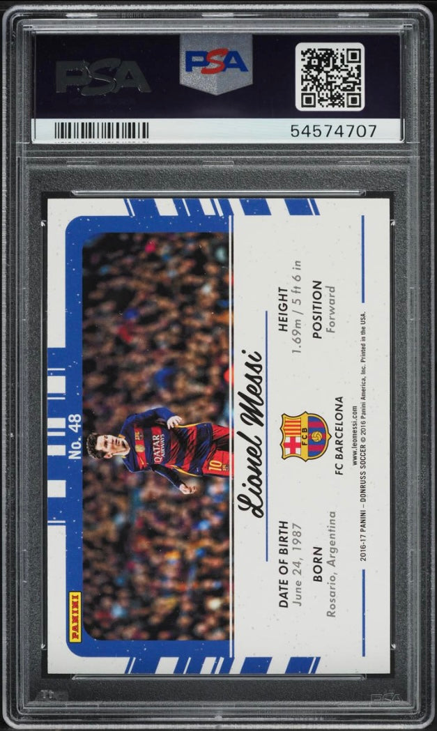 2016 PANINI DONRUSS PICTURE PERFECT #48 LIONEL MESSI PICTURE PERFECT-GOLD PSA 10 GEM MINT - 2
