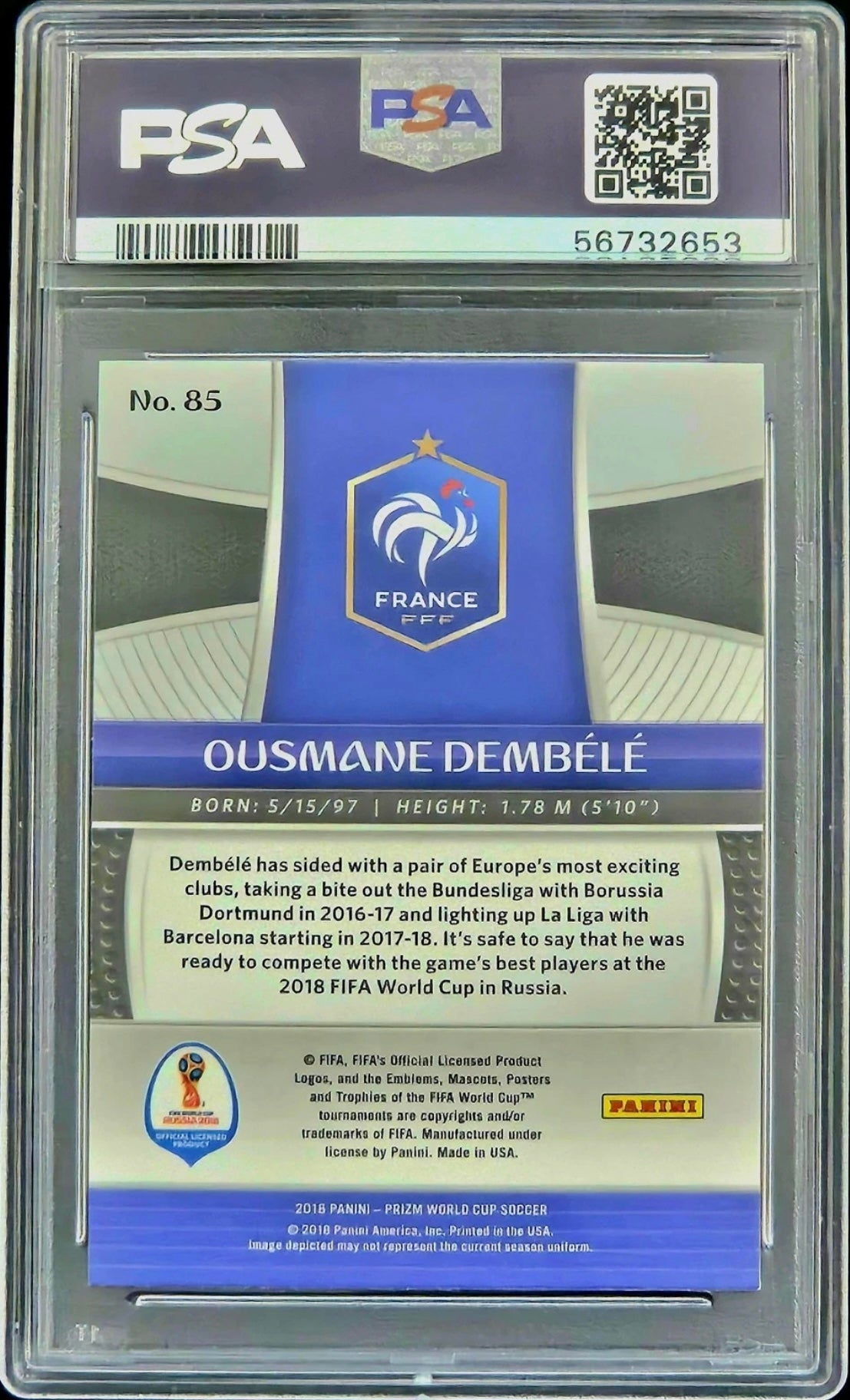 2018 Panini Prizm World Cup #85 Ousmane Dembele PSA 10 Gem Mint