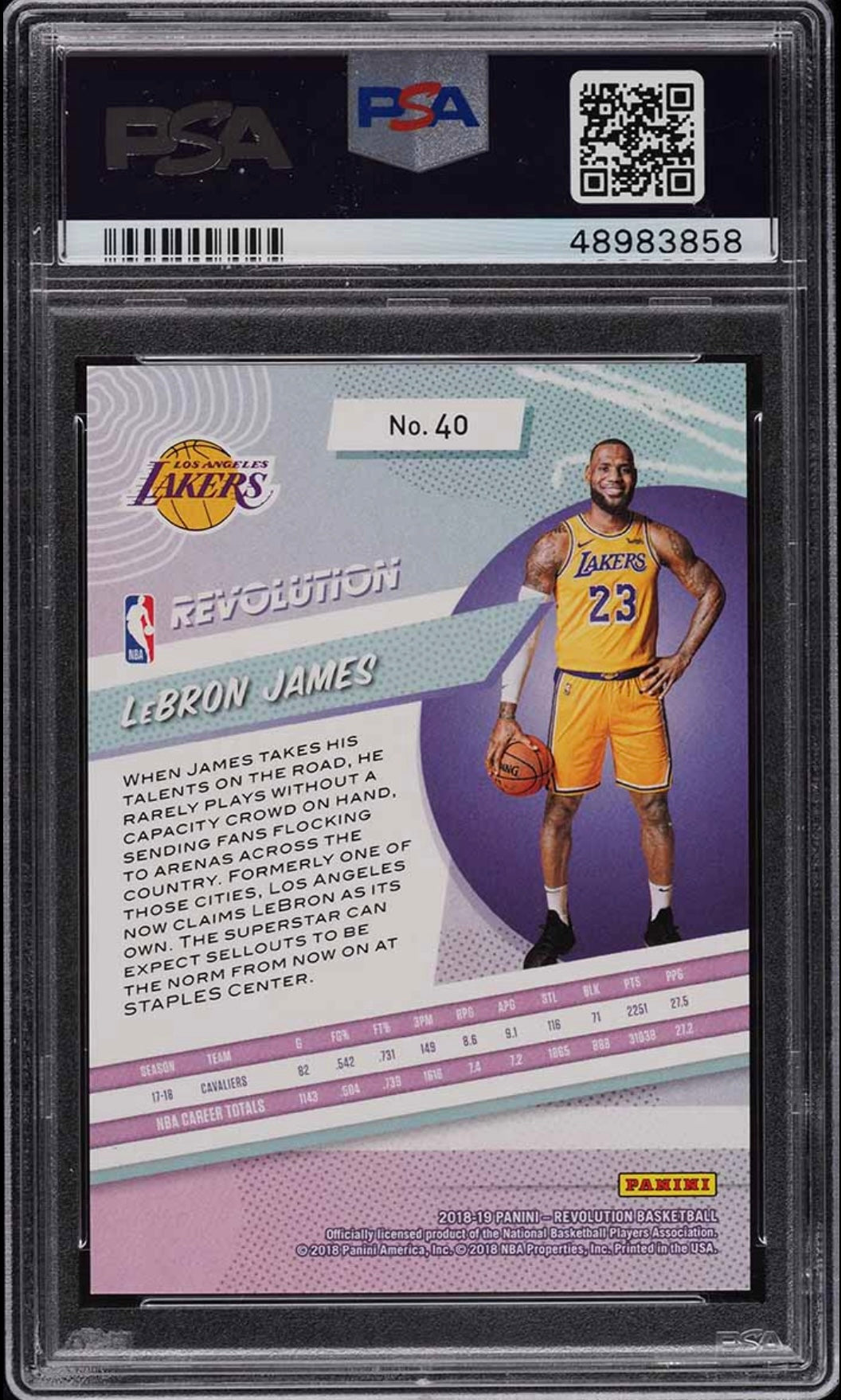 2018 PANINI REVOLUTION #40 LEBRON JAMES PSA 10 GEM MINT - 2