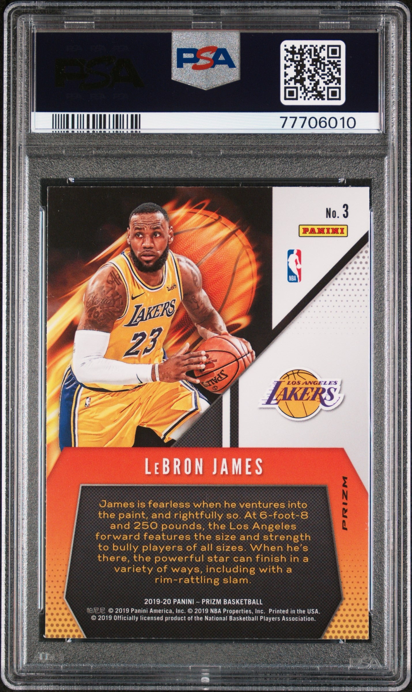 2019 PANINI PRIZM FEARLESS #3 LEBRON JAMES FEARLESS-HYPER PRIZM PSA 10 GEM MINT - 2