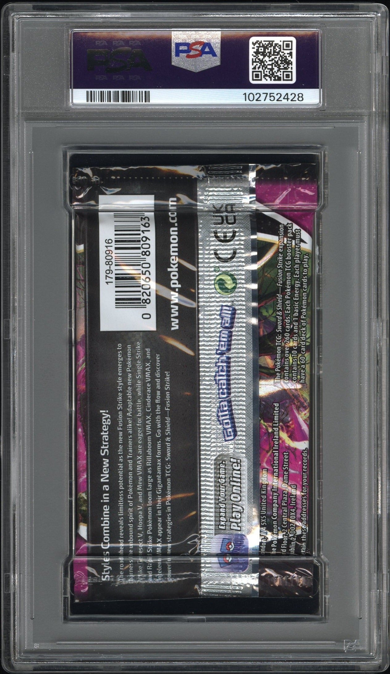 2021 Pokemon Int'L Sword & Shield Fusion Strike Foil Pack Swsh Fusion Strike F/P-Gigantamax Gengar PSA 10 Gem Mint