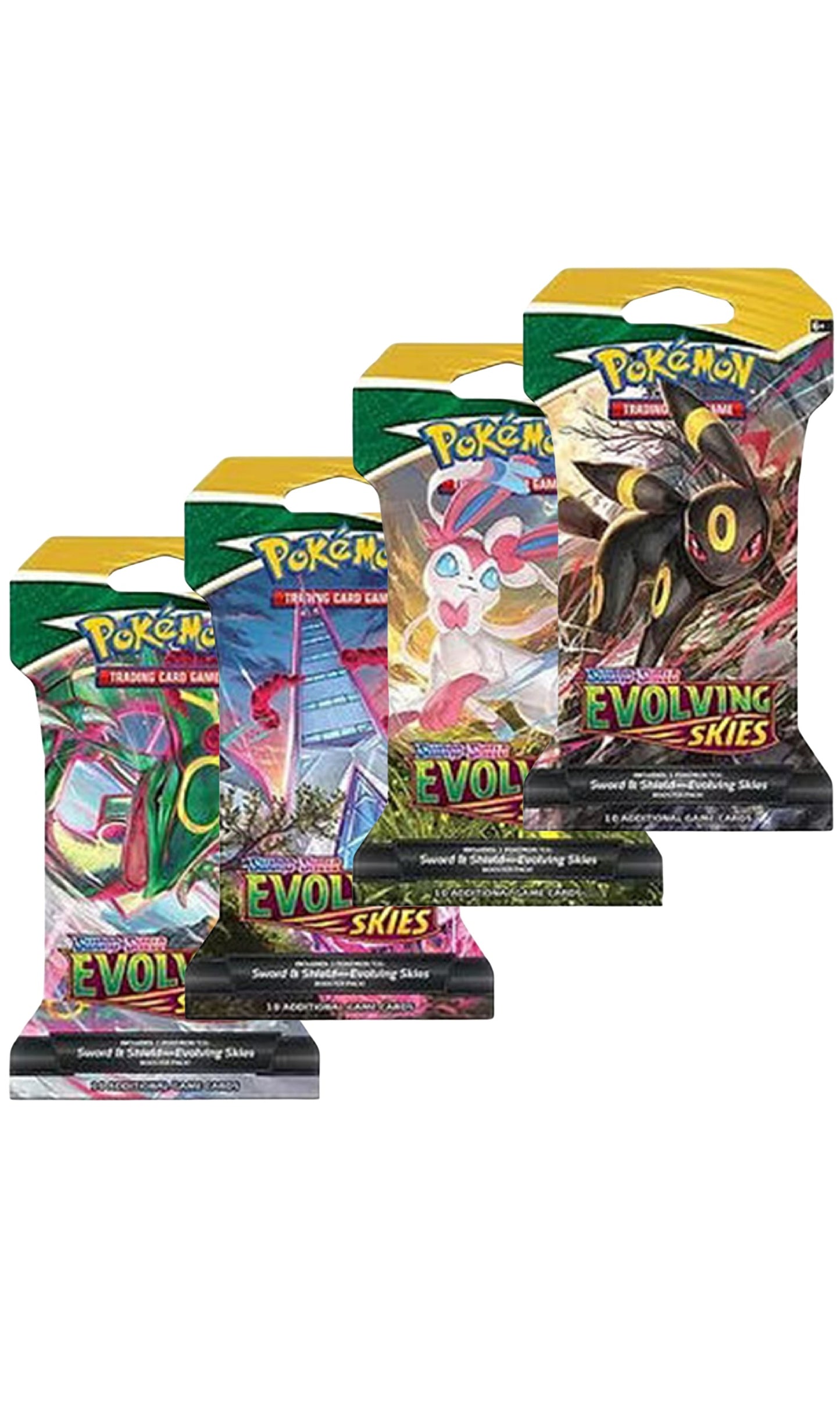 2021 Pokemon TCG Evolving Skies 4 Packs Sleeved Booster Pack - Complete Full Art Set (New Sealed)