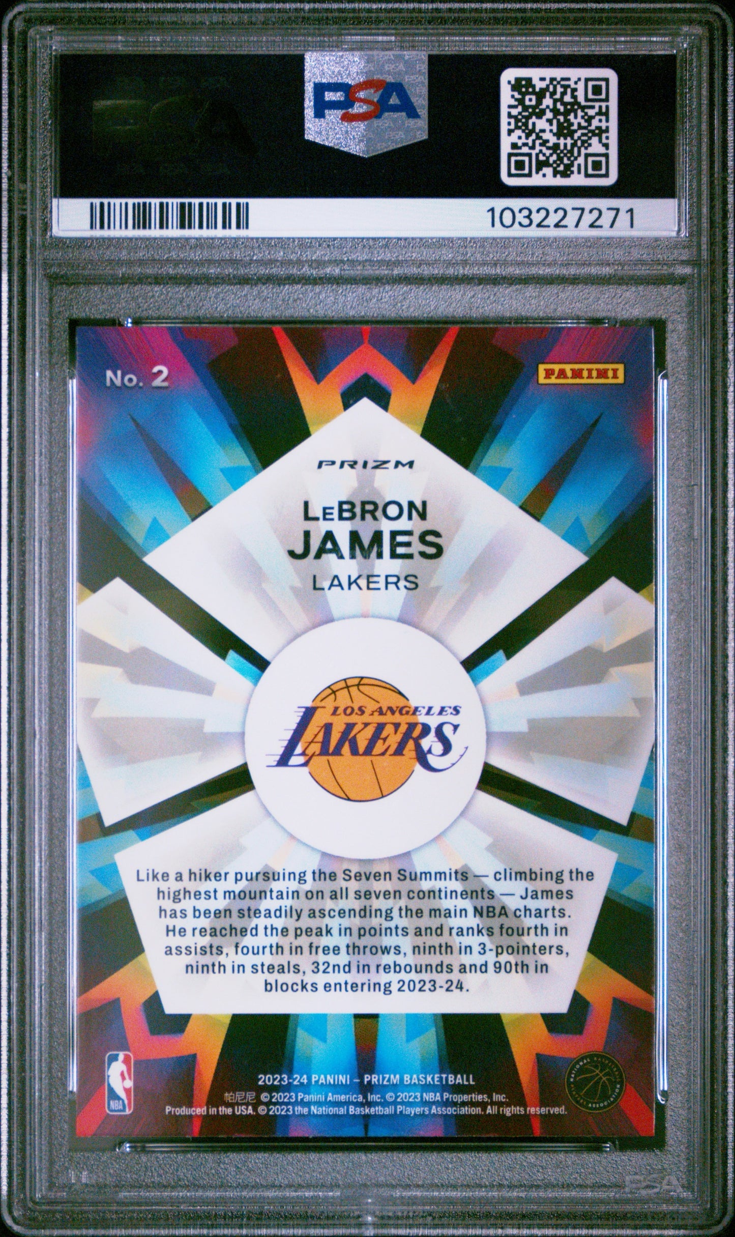 2023 PANINI PRIZM KALEIDOSCOPIC #2 LEBRON JAMES KALEIDOSCOPIC-SILVER PRIZM PSA 10 GEM MINT - 2