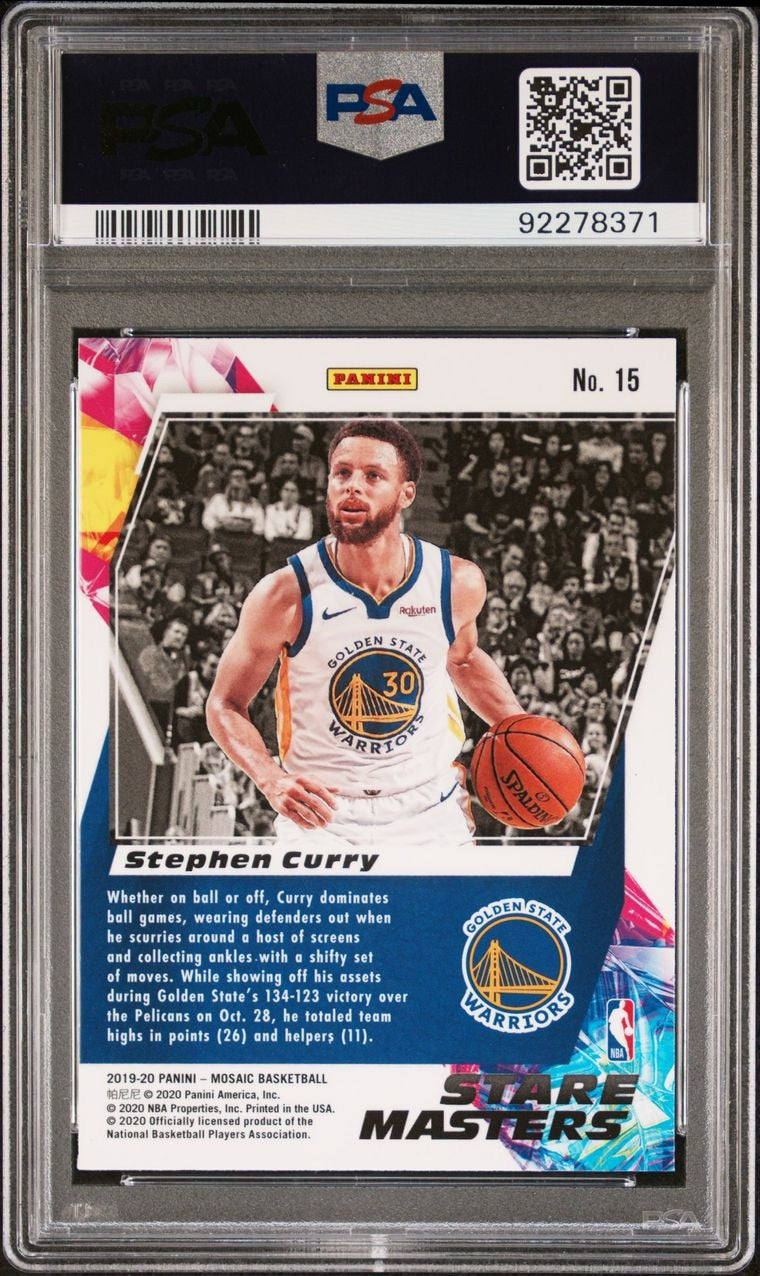 2019 Panini Mosaic Stare Masters Stephen Curry #15 PSA 10 Gem Mint