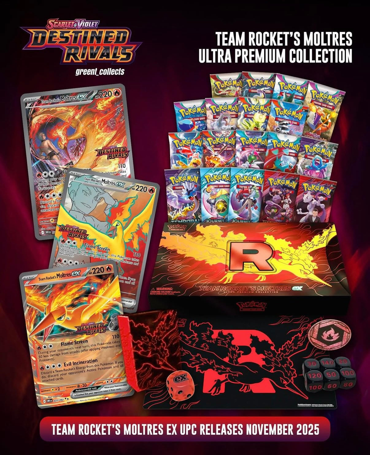 Pokemon TCG Team Rocket's Moltres ex Ultra-Premium Collection UPC Box 18X Packs + Promos (New Sealed)
