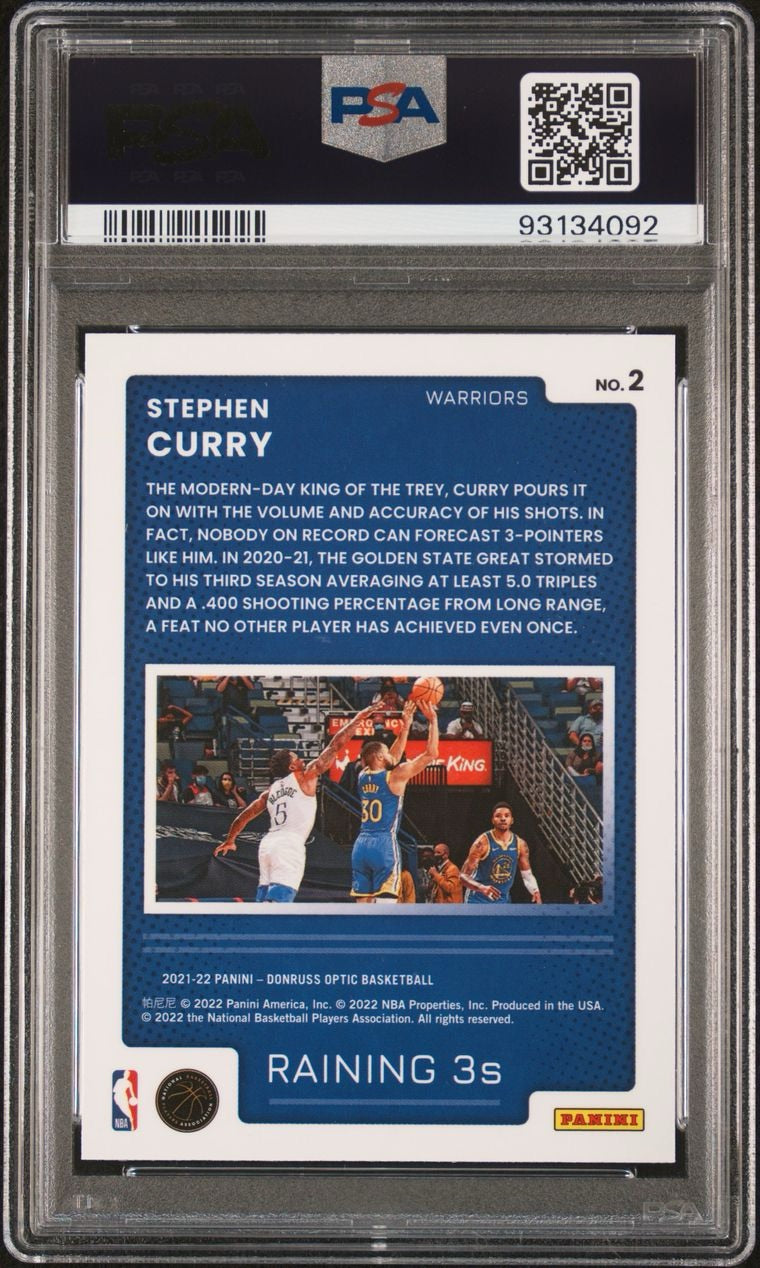 2021 Panini Donruss Optic Raining 3S Stephen Curry #2 PSA 10 Gem Mint