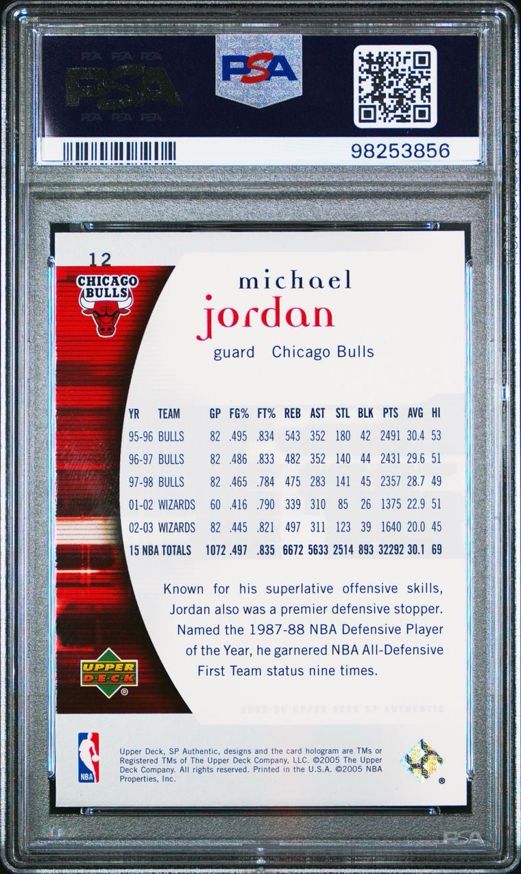2005 Sp Authentic Michael Jordan #12 PSA 10 Gem Mint