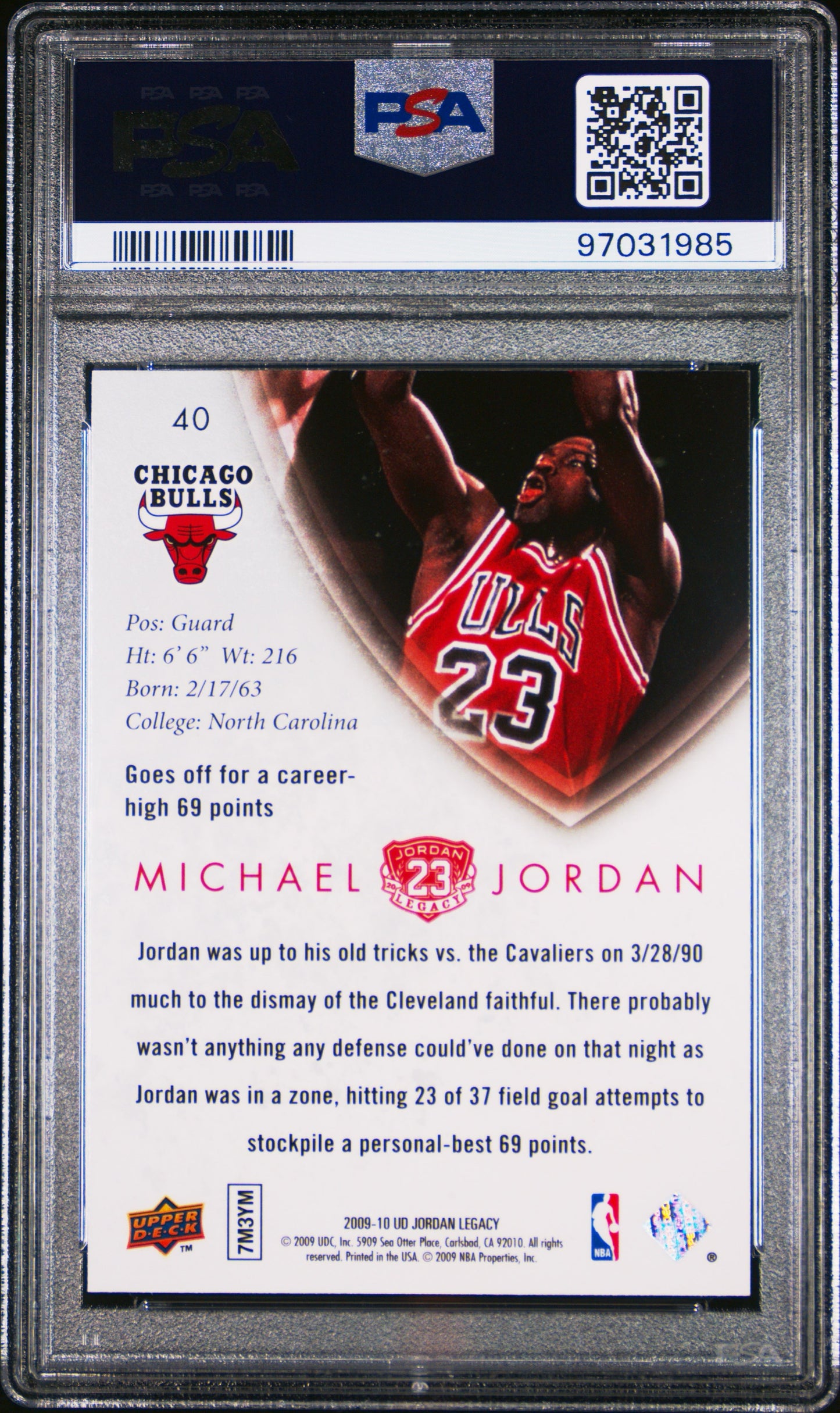 2009 Upper Deck Jordan Legacy Gold #40 Michael Jordan Gold PSA 10 Gem Mint