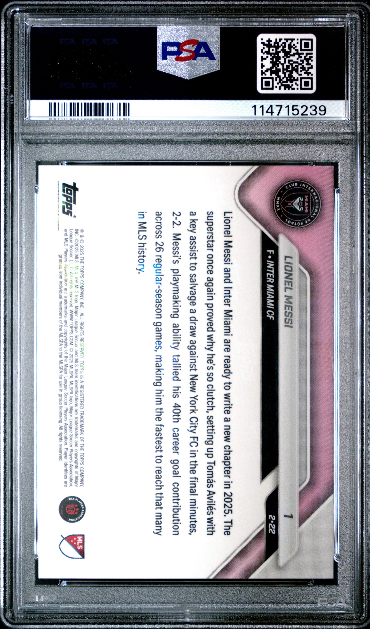 2025 Topps Now MLS #1 Lionel Messi PSA 10 Gem Mint