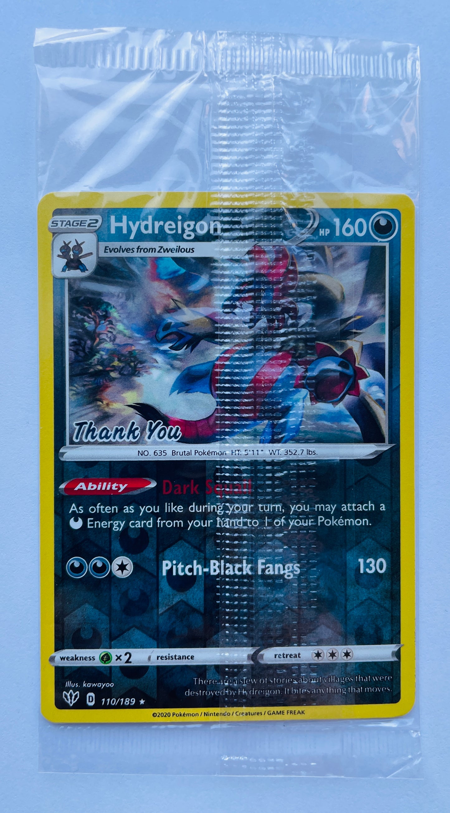 POKEMON TCG HYDREIGON REVERSE HOLO PROMO 110/189 (NEW SEALED)