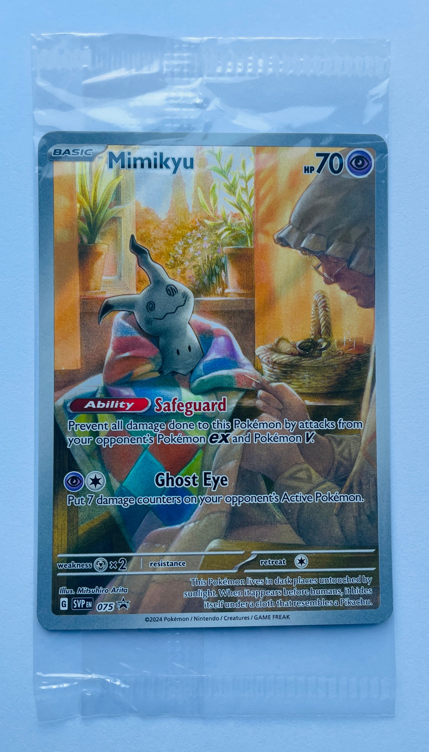 POKEMON TCG MIMIKYU BLACK STAR HOLO ETB SCARLET & VIOLET PROMO SVP075 (NEW SEALED)