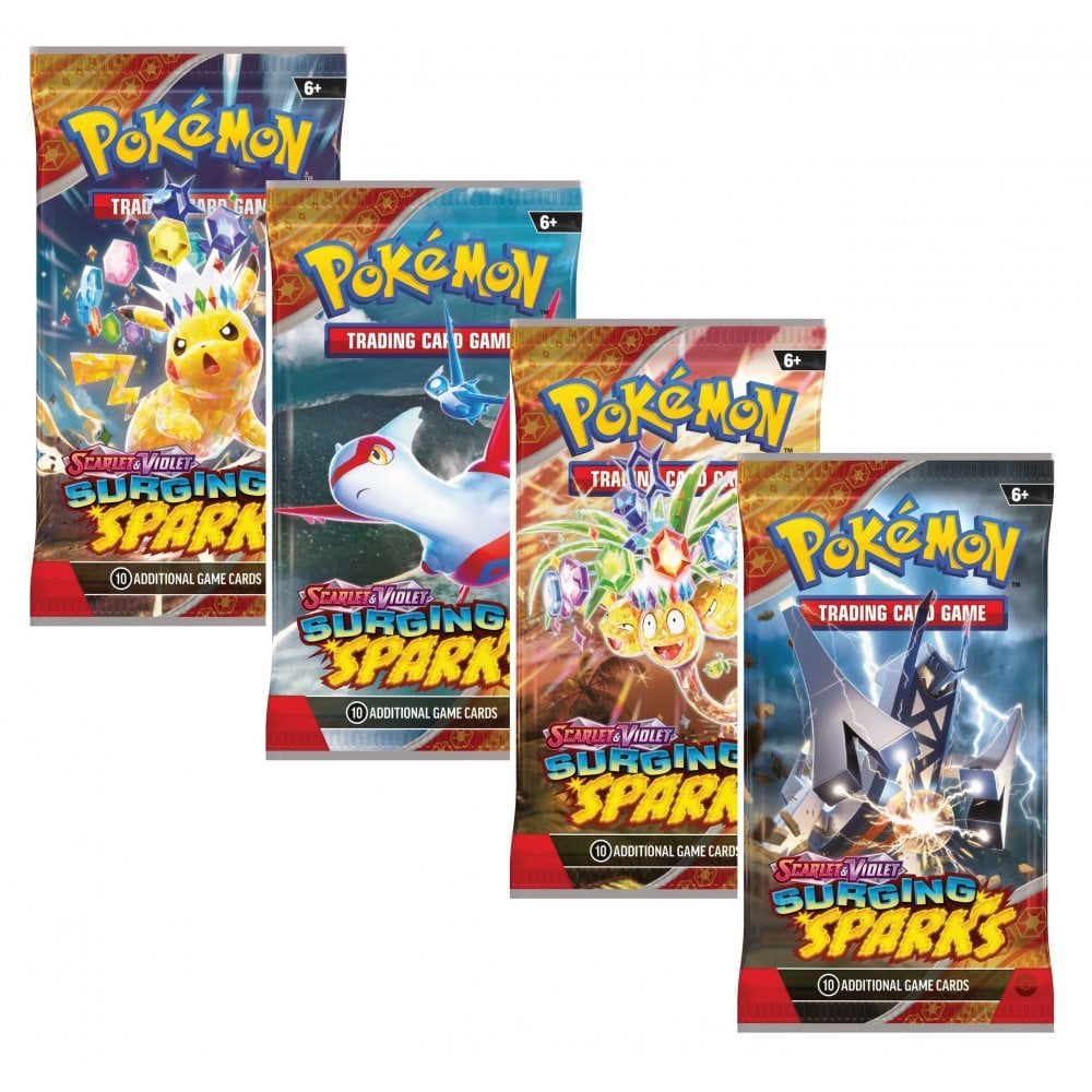 POKEMON TCG SCARLET & VIOLET SURGING SPARKS 4 PACKS ART SET (NEW SEALED)