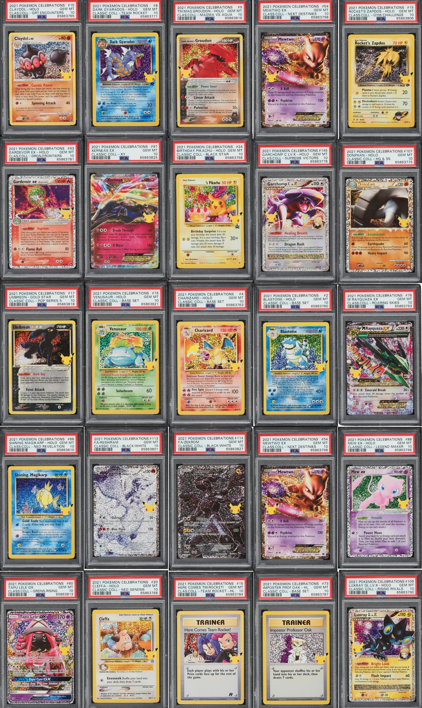 Pokemon TCG Celebrations 25th Anniversary Classic Collection FULL SET of 25X Cards All in PSA 10 Gem Mint