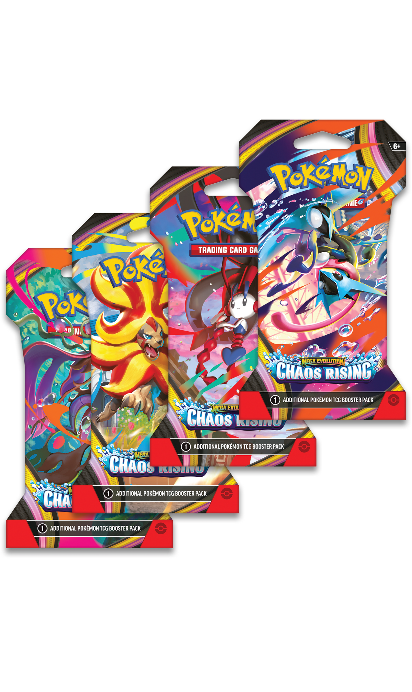 Pokemon TCG Mega Evolution Chaos Rising Sleeved Booster Art Set 4X Packs (New Sealed)