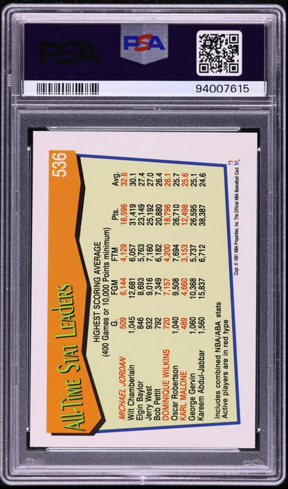 1991 HOOPS #536 MICHAEL JORDAN PSA 10 GEM MINT