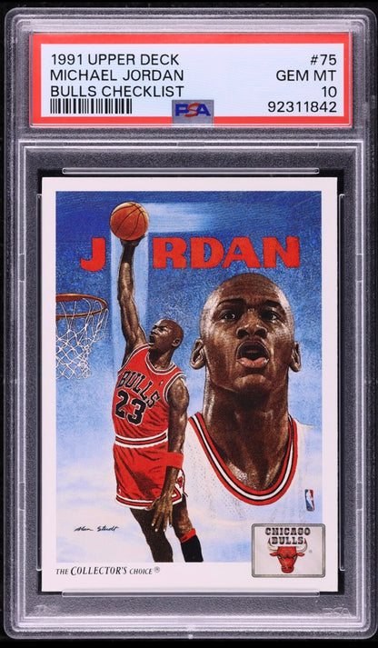 1991 UPPER DECK #75 MICHAEL JORDAN BULLS CHECKLIST PSA 10 GEM MINT