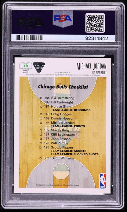 1991 UPPER DECK #75 MICHAEL JORDAN BULLS CHECKLIST PSA 10 GEM MINT