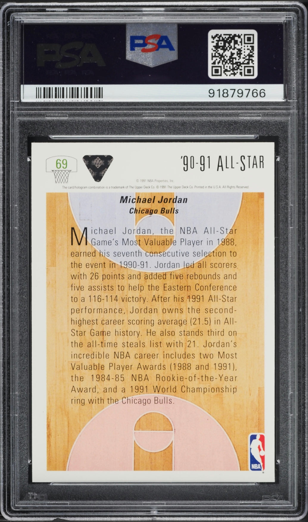 1991 UPPER DECK MICHAEL JORDAN NBA ALL-STAR #69 PSA 10 GEM MINT