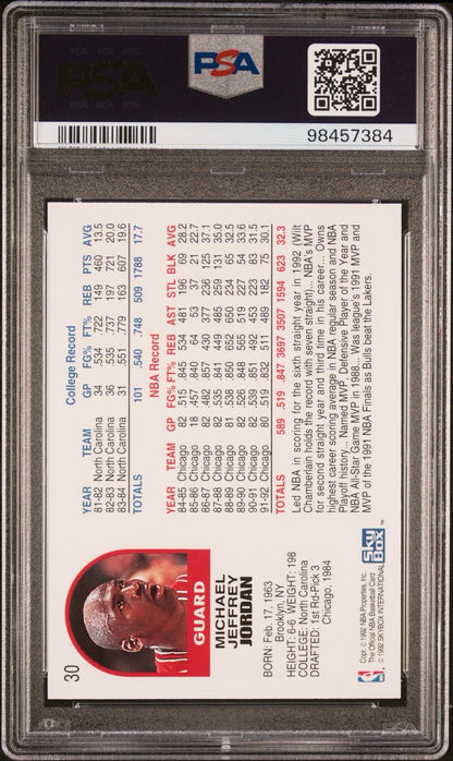 1992 HOOPS MICHAEL JORDAN #30 PSA 10 GEM MINT
