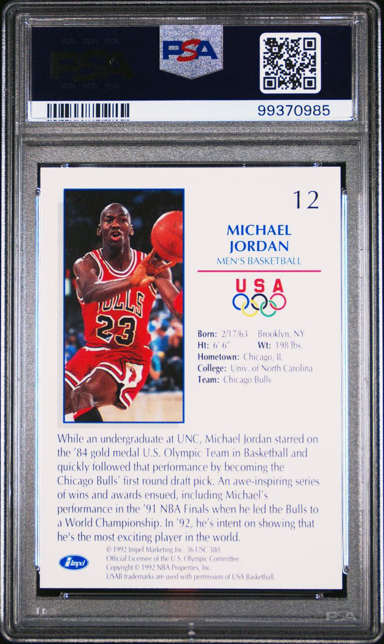 1992 IMPEL OLYMPICARDS BASKETBALL MICHAEL JORDAN #12 PSA 10 GEM MINT