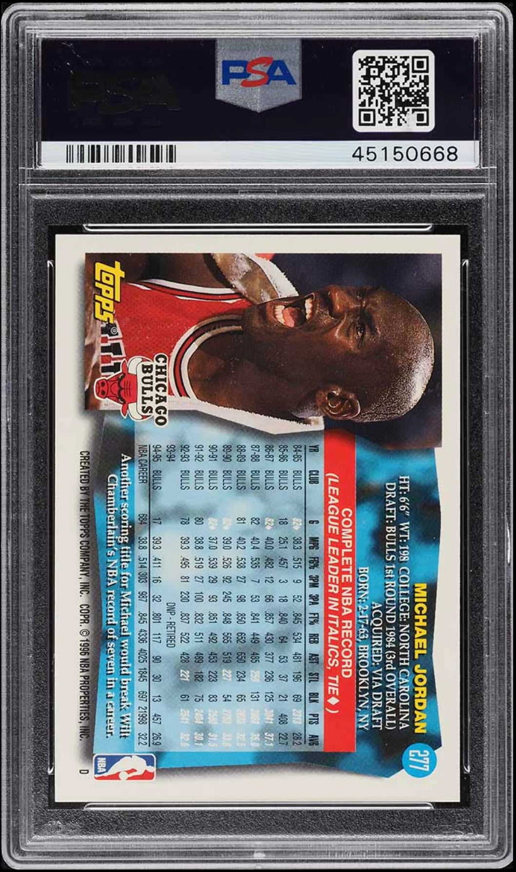 1995 TOPPS #277 MICHAEL JORDAN PSA 10 GEM MINT - 2
