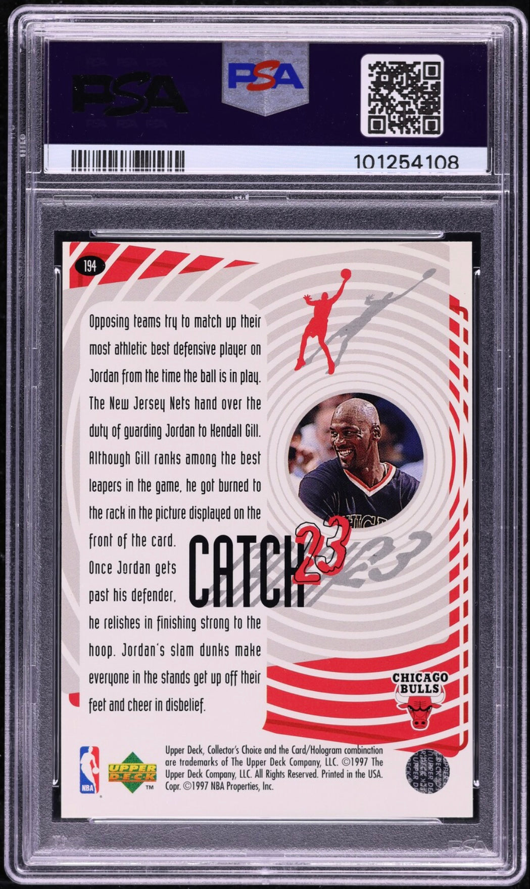 1997 COLLECTOR'S CHOICE #194 MICHAEL JORDAN CATCH 23-STRONG FINISH PSA 10 GEM MINT