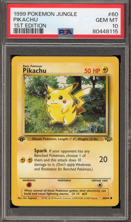1999 POKEMON JUNGLE #60 PIKACHU 1ST EDITION PSA 10 GEM MINT - 1