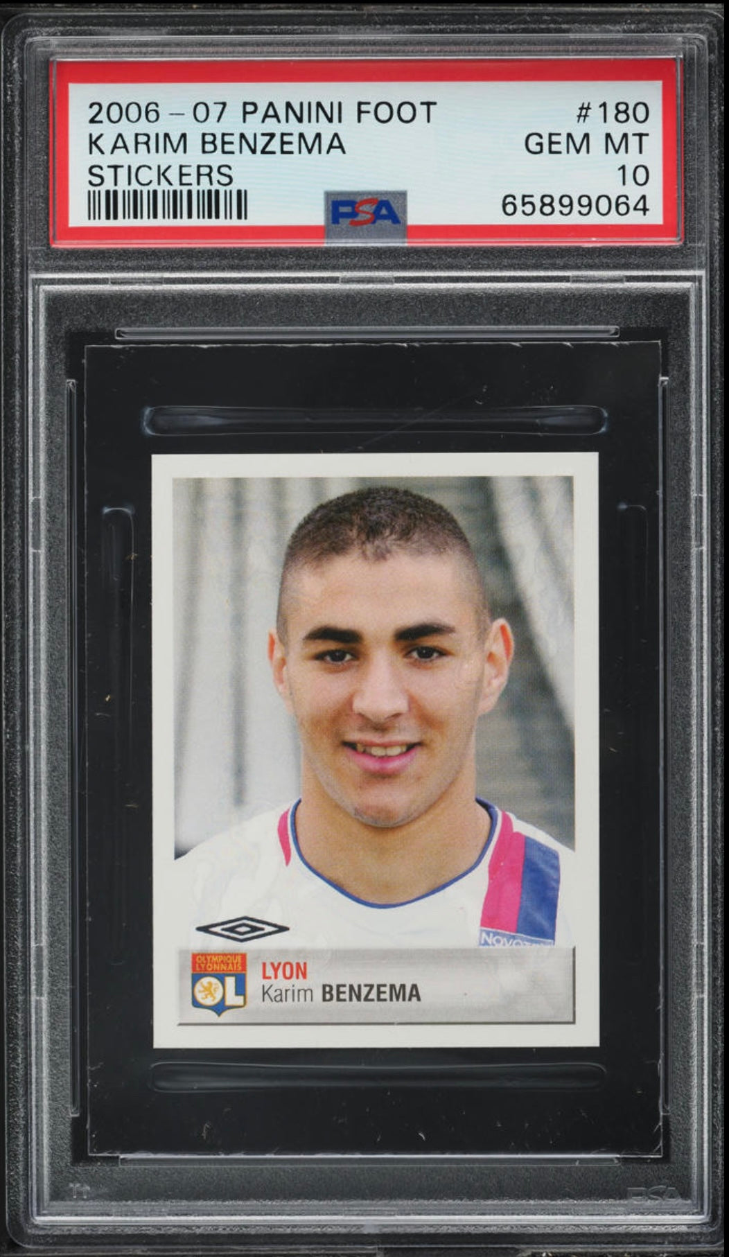 2006 PANINI FOOT STICKERS #180 KARIM BENZEMA ROOKIE STICKERS PSA 10 GEM MINT