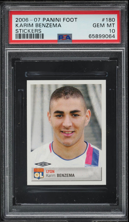 2006 PANINI FOOT STICKERS #180 KARIM BENZEMA ROOKIE STICKERS PSA 10 GEM MINT