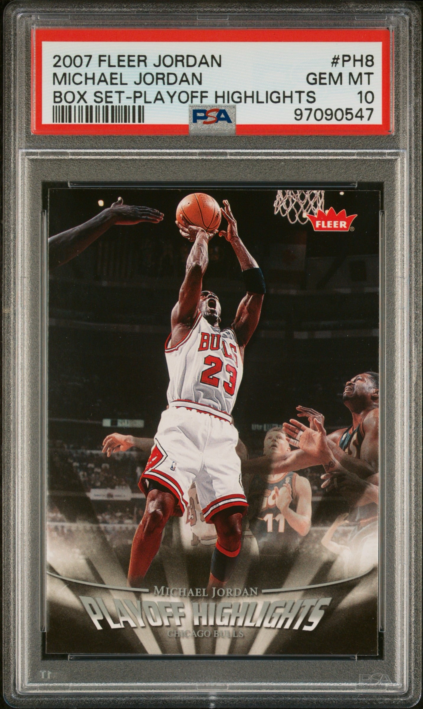 2007 FLEER JORDAN BOX SET-PLAYOFF HIGHLIGHTS #PH8 MICHAEL JORDAN BOX SET-PLAYOFF HIGHLIGHTS PSA 10 GEM MINT - 1
