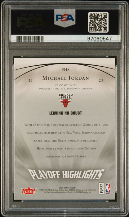 2007 FLEER JORDAN BOX SET-PLAYOFF HIGHLIGHTS #PH8 MICHAEL JORDAN BOX SET-PLAYOFF HIGHLIGHTS PSA 10 GEM MINT - 2