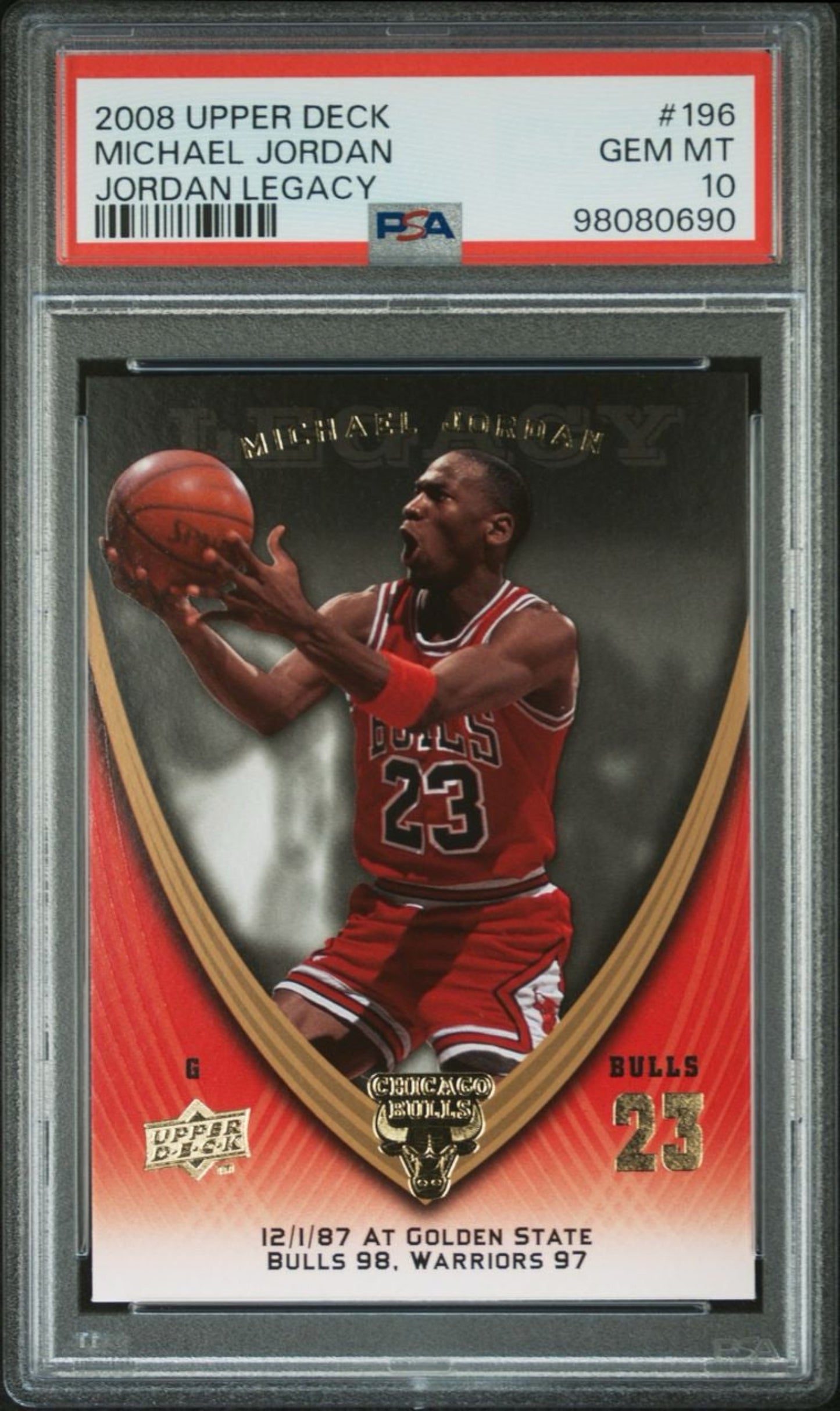 2008 UPPER DECK JORDAN LEGACY MICHAEL JORDAN #196 PSA 10 GEM MINT