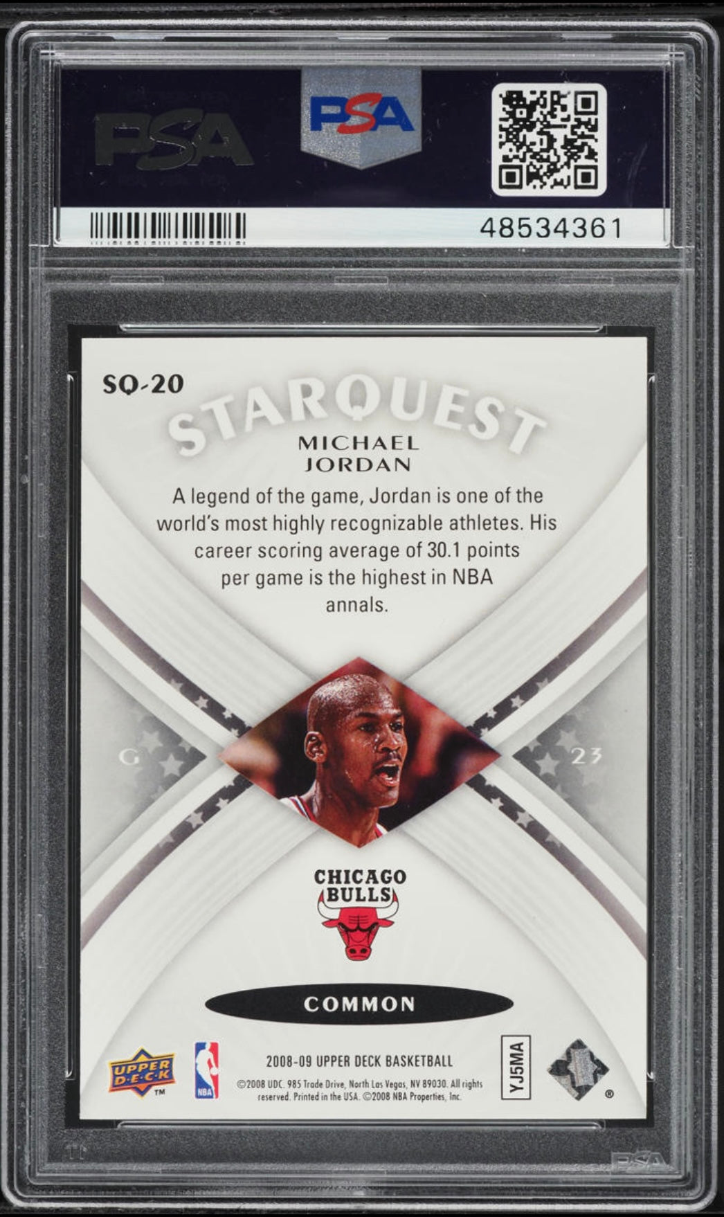 2008 UPPER DECK STARQUEST #SQ-20 MICHAEL JORDAN PSA 10 GEM MINT - 2