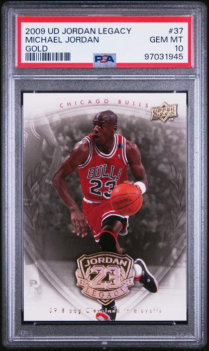 2009 UPPER DECK JORDAN LEGACY GOLD #37 MICHAEL JORDAN GOLD PSA 10 GEM MINT