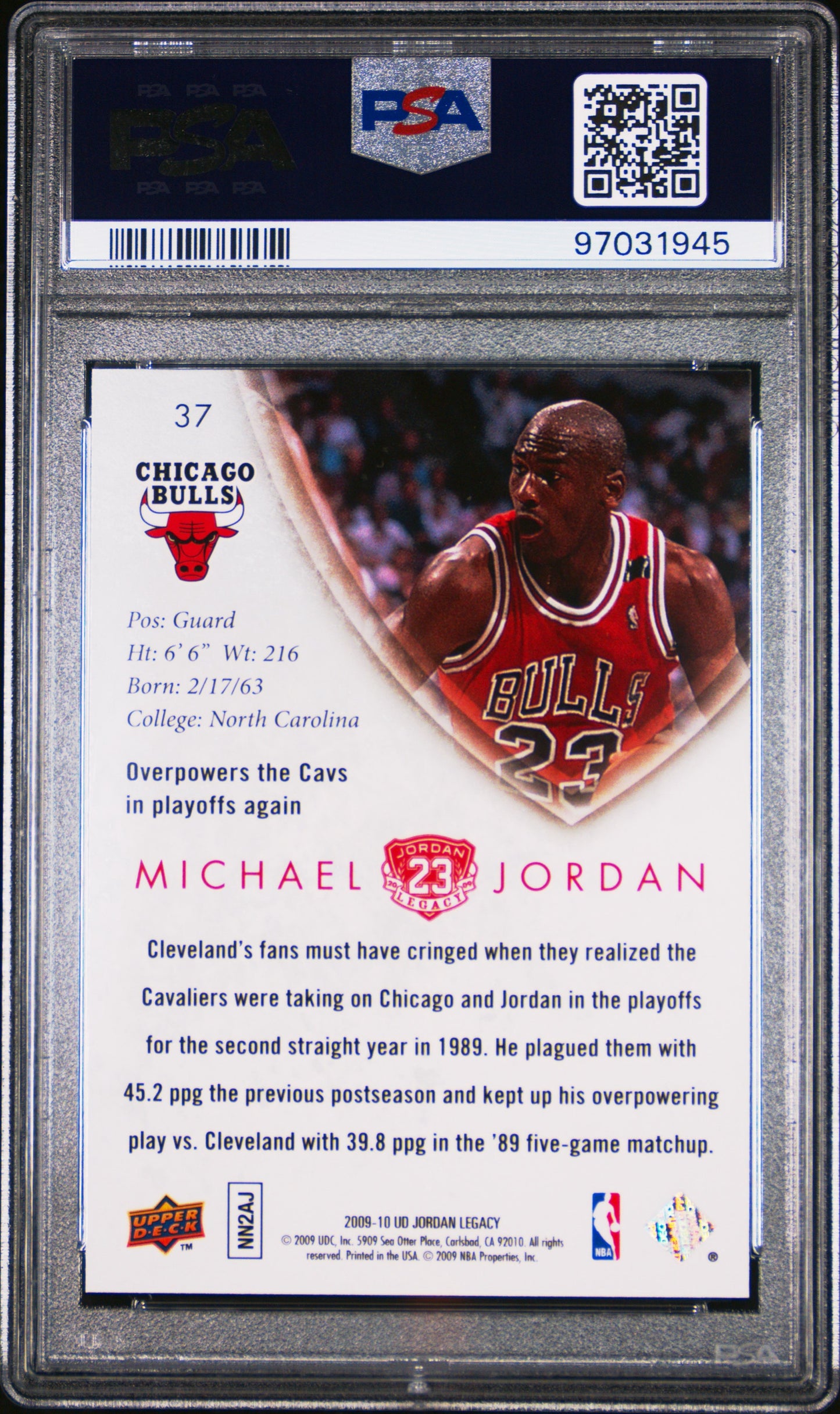 2009 UPPER DECK JORDAN LEGACY GOLD #37 MICHAEL JORDAN GOLD PSA 10 GEM MINT