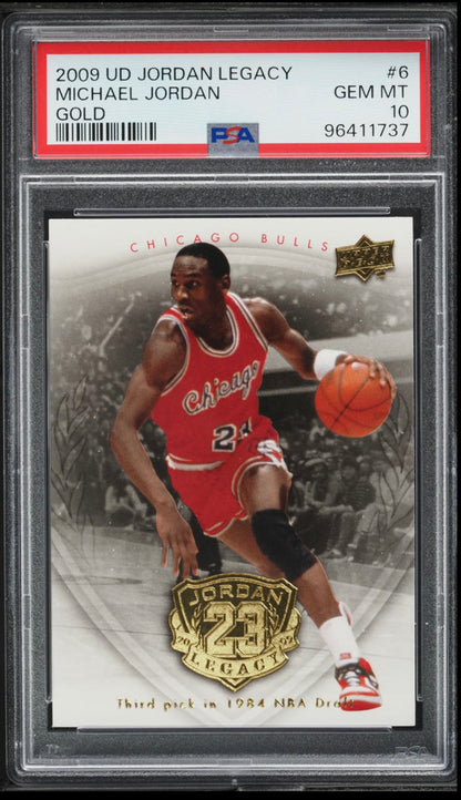 2009 UPPER DECK JORDAN LEGACY GOLD #6 MICHAEL JORDAN GOLD PSA 10 GEM MINT