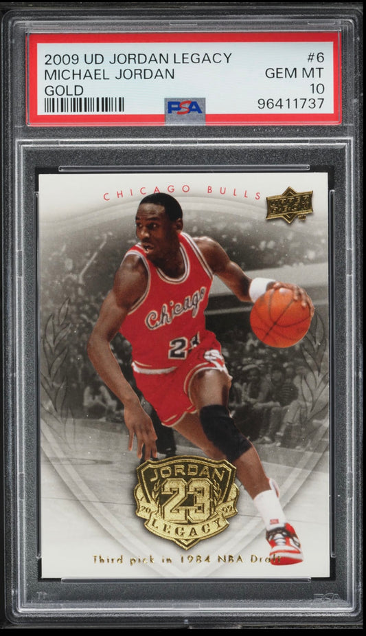 2009 UPPER DECK JORDAN LEGACY GOLD #6 MICHAEL JORDAN GOLD PSA 10 GEM MINT