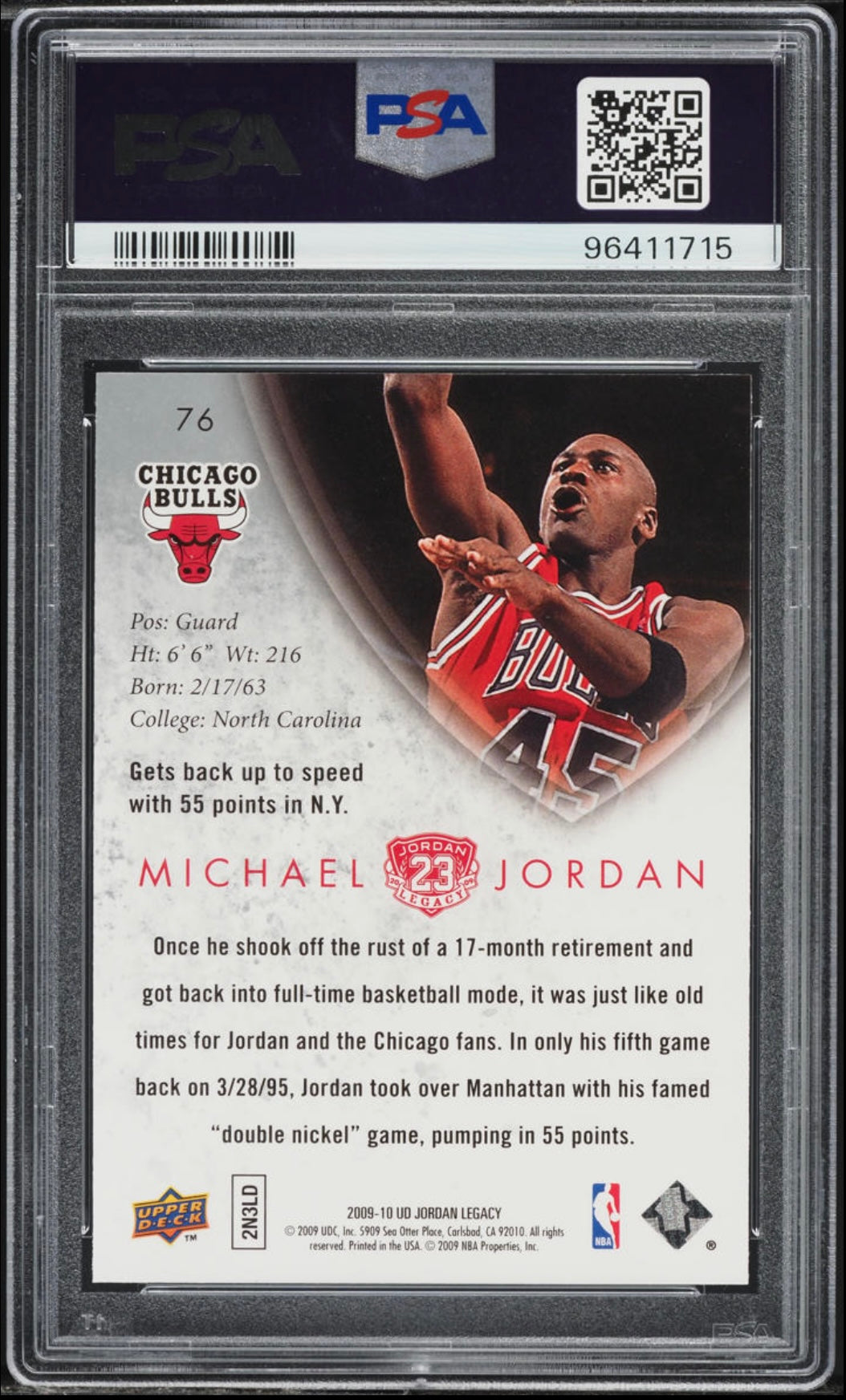 2009 UPPER DECK JORDAN LEGACY GOLD #76 MICHAEL JORDAN GOLD PSA 10 GEM MINT