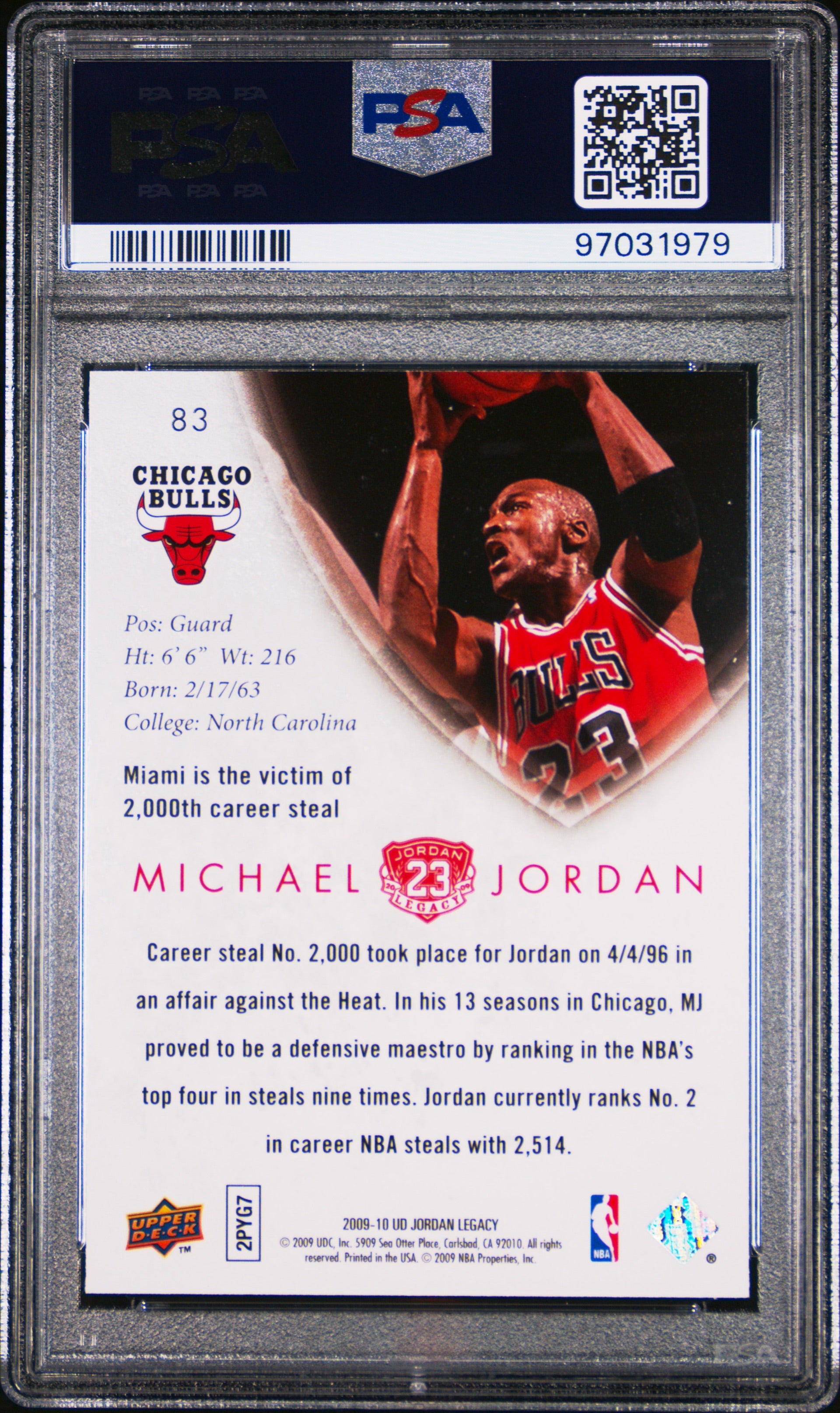 2009 UPPER DECK JORDAN LEGACY GOLD #83 MICHAEL JORDAN GOLD PSA 10 GEM MINT