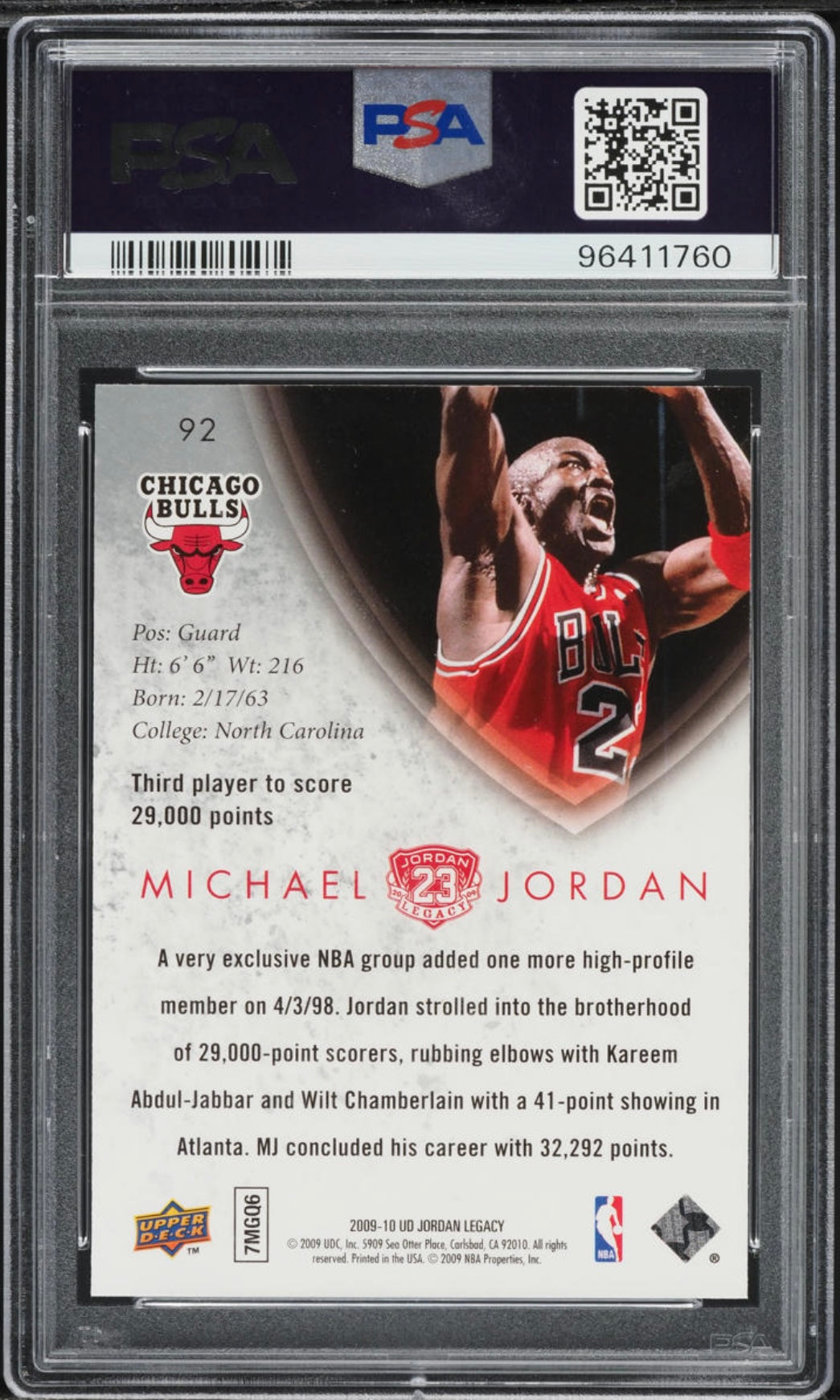 2009 UPPER DECK JORDAN LEGACY GOLD #92 MICHAEL JORDAN GOLD PSA 10 GEM MINT