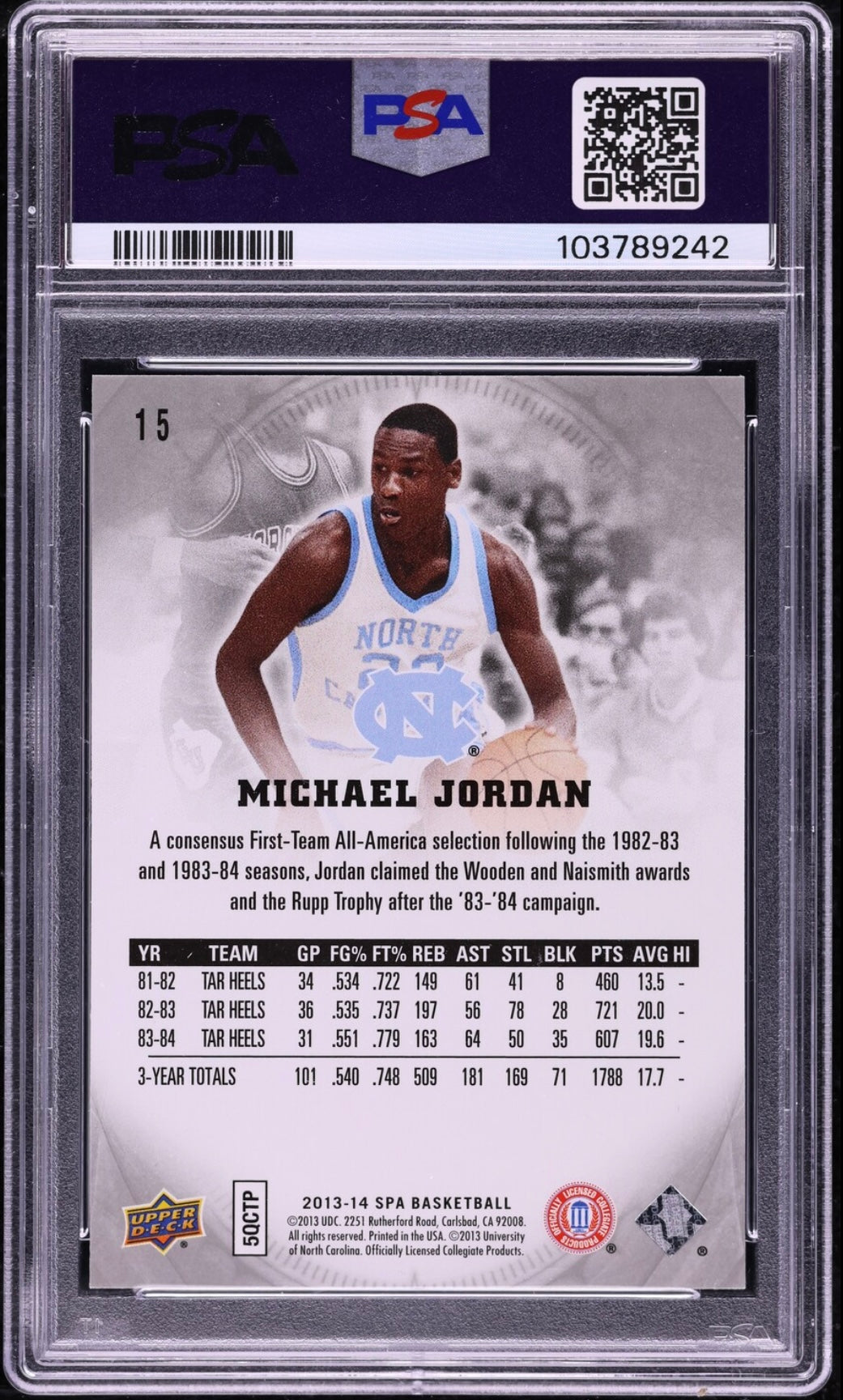 2013 SP AUTHENTIC #15 MICHAEL JORDAN PSA 10 GEM MINT