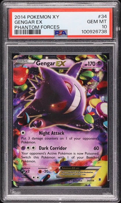 2014 POKEMON XY PHANTOM FORCES #34 GENGAR EX PHANTOM FORCES PSA 10 GEM MINT - 1