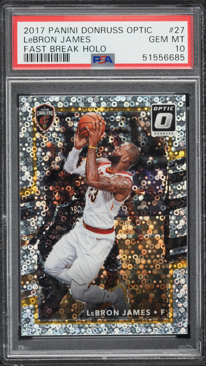 2017 PANINI DONRUSS OPTIC #27 LEBRON JAMES FAST BREAK HOLO PSA 10 GEM MINT - 1
