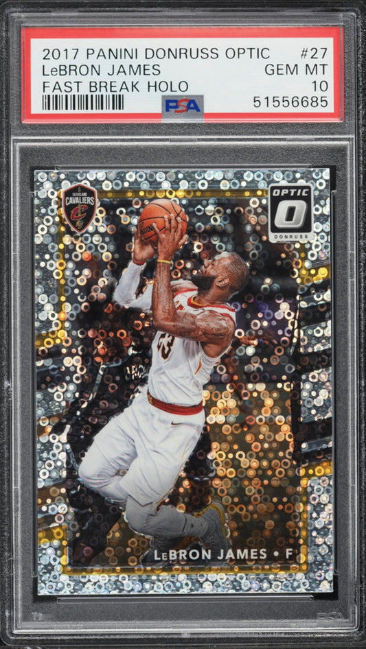 2017 PANINI DONRUSS OPTIC #27 LEBRON JAMES FAST BREAK HOLO PSA 10 GEM MINT - 1