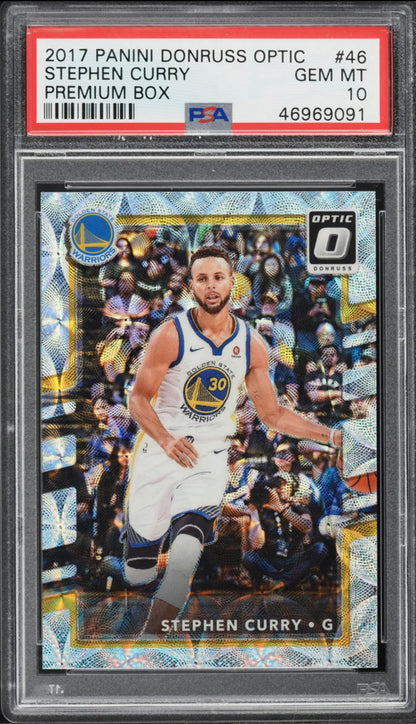 2017 PANINI DONRUSS OPTIC #46 STEPHEN CURRY PREMIUM BOX /299 PSA 10 GEM MINT - 1